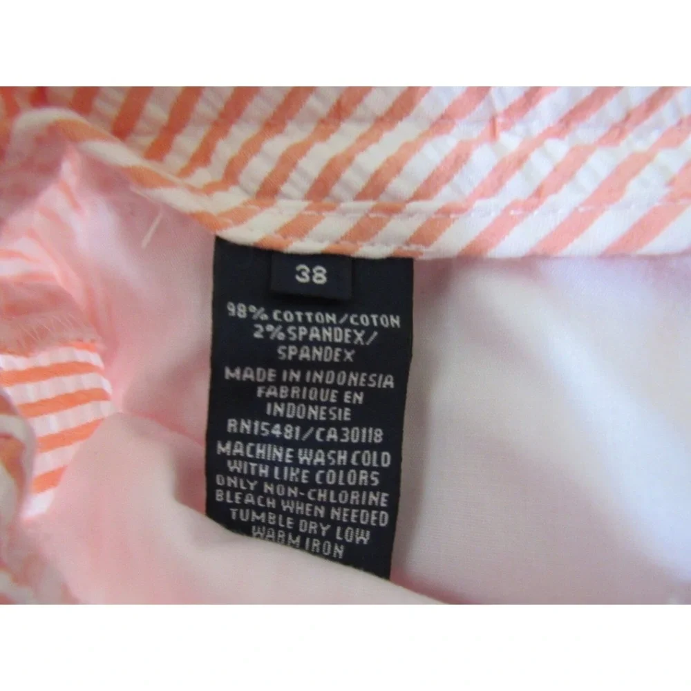 Oxford Golf Mens Size 38 Stretch Orange Flat Front Seersucker Shorts RSVP $85